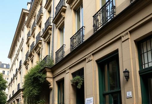 Vue extérieure d'un bâtiment classique parisien suggérant l'emplacement du bureau